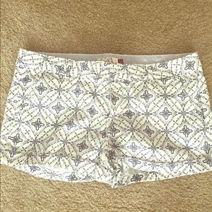 White grey printed shorts